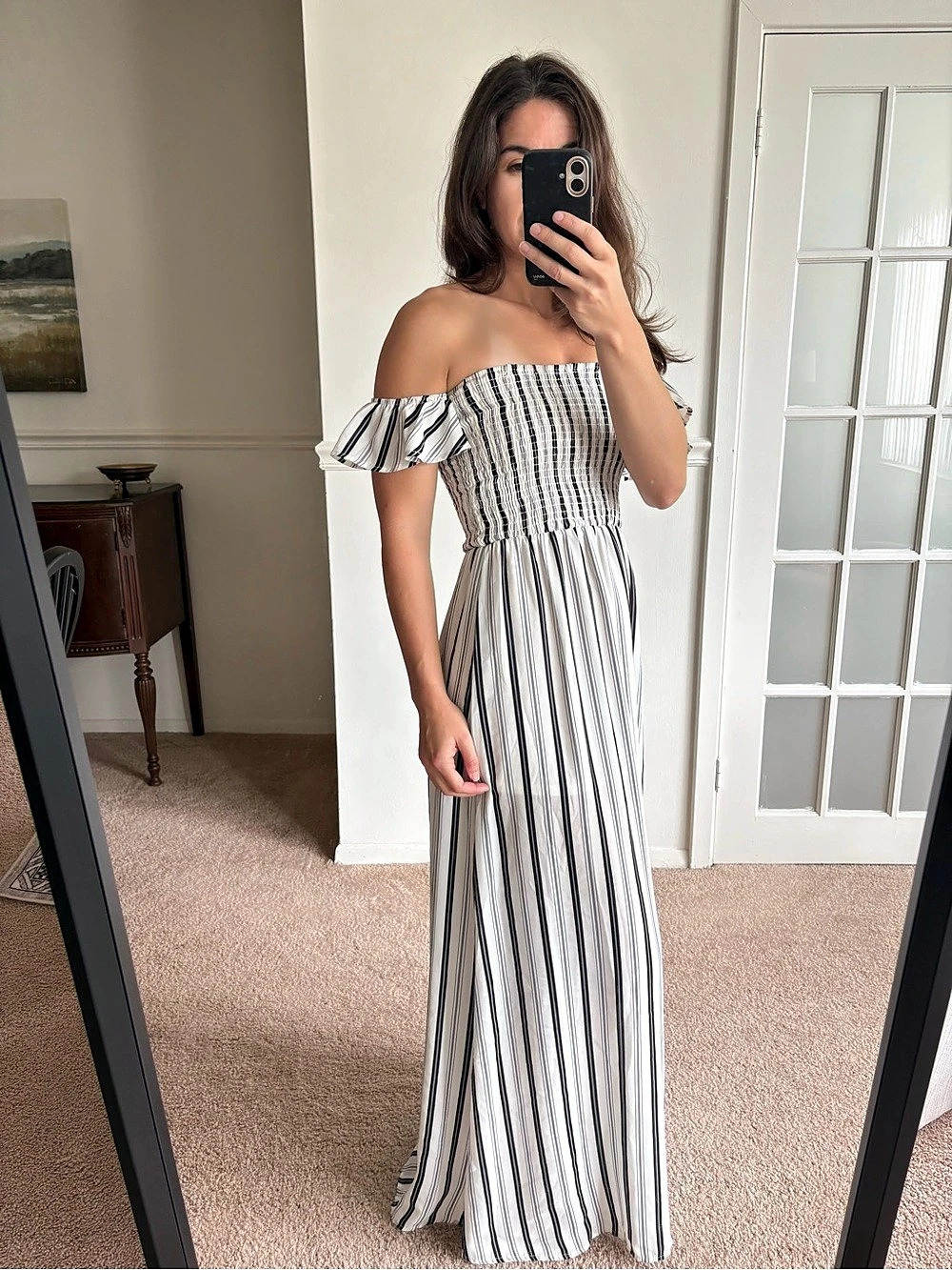 Altar'd State Striped Off-Shoulder Dress